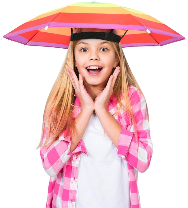 Audaisyly Umbrella Hat, 2 Pack Colorful Party Hats Hands Free Umbrella, Adjustable Headband Fits Women Men Adults for Beach Fishing Gardening - Image 2